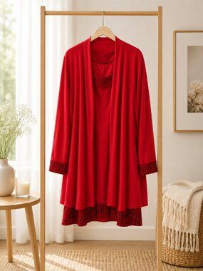 Elegant Red Jacket and Dress Set